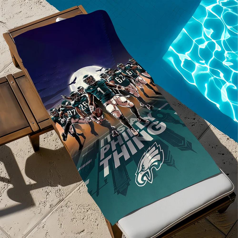 Luxe P-Philadelphia E-Eagles Strandlaken Draagbaar Snel Droog Zand Buiten Reizen Zwemdeken Dunne Mat Badlakens 70x140cm(28x55in)