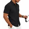 Men's Casual Shirts Textured Short Sleeve Button Down Shirt Summer Loose Fit Knit Tops for Men