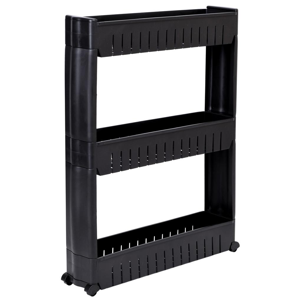 Leira black 3-level kitchen and bathroom shelf