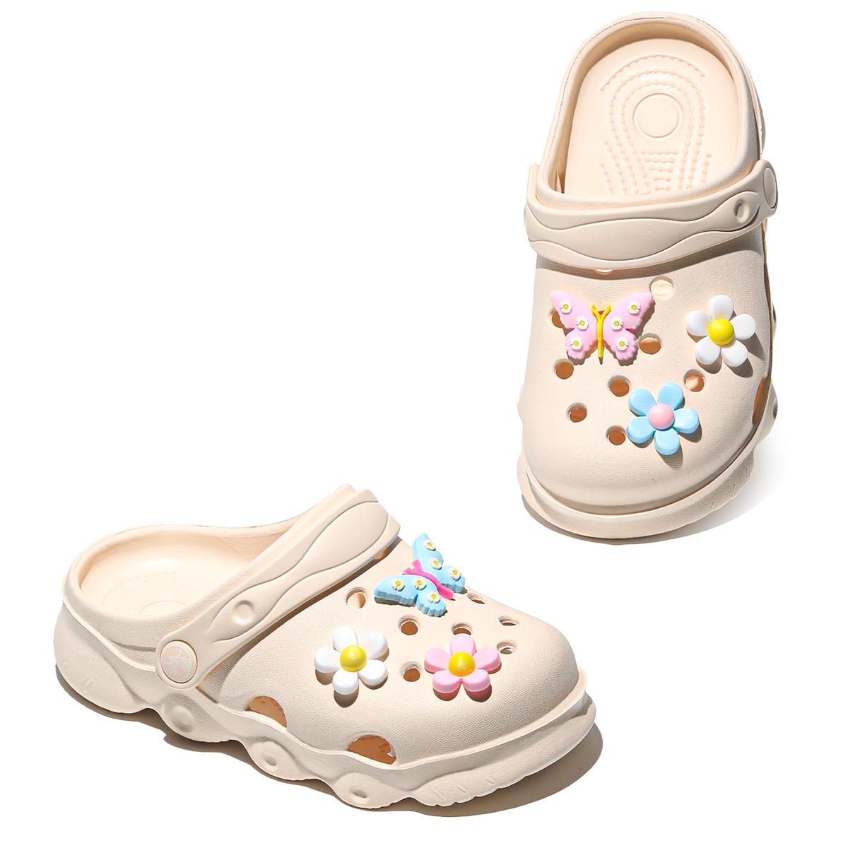 Children Clothing Yulin-001 Girls Comfortable Children's Slippers With Thick Soles, Sandals Suitable For Outdoor Play, With Butterfly Flower Accessories 1214 Cm