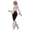 New Retro Disco Generation Stage Performance Suit Printed Top Trousers Set