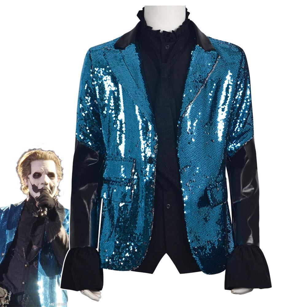 Cosplay kostým skupiny Ghosts pro muže s flitrovaným oblekem na Halloweenskou párty a vystoupení