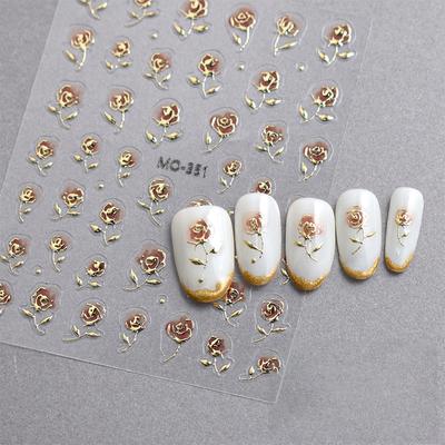 Rose Blume 3D Nagel Aufkleber Zubehör Nail art Dekoration Selbst Drücken Auf Maniküre Aufkleber Damen Maniküre Liefert Aufkleber