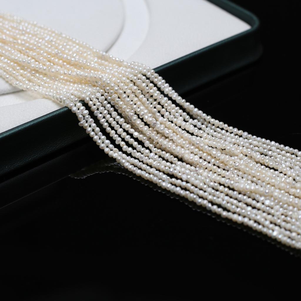 1String, White Natural Freshwater Pearls, Boho Handmade Punch Pearl Beads for Jewelry Making DIY Necklaces Crafts (Beads 1.8-2mm, Length 36cm)