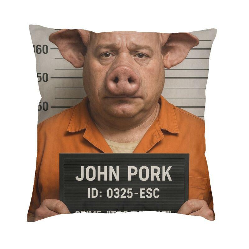 Helenal Unisex John Pork Mugshot Cushion Cover 40X40 Decoration 3D Printing Throw Pillow For Sofa Double-Sided