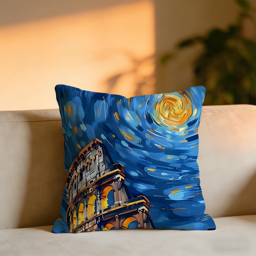 

Van Goghs Works Cushion Cover Cozy Velvet Throw PillowSoft Warm Cushion For Sofa Bed 30x30 cm