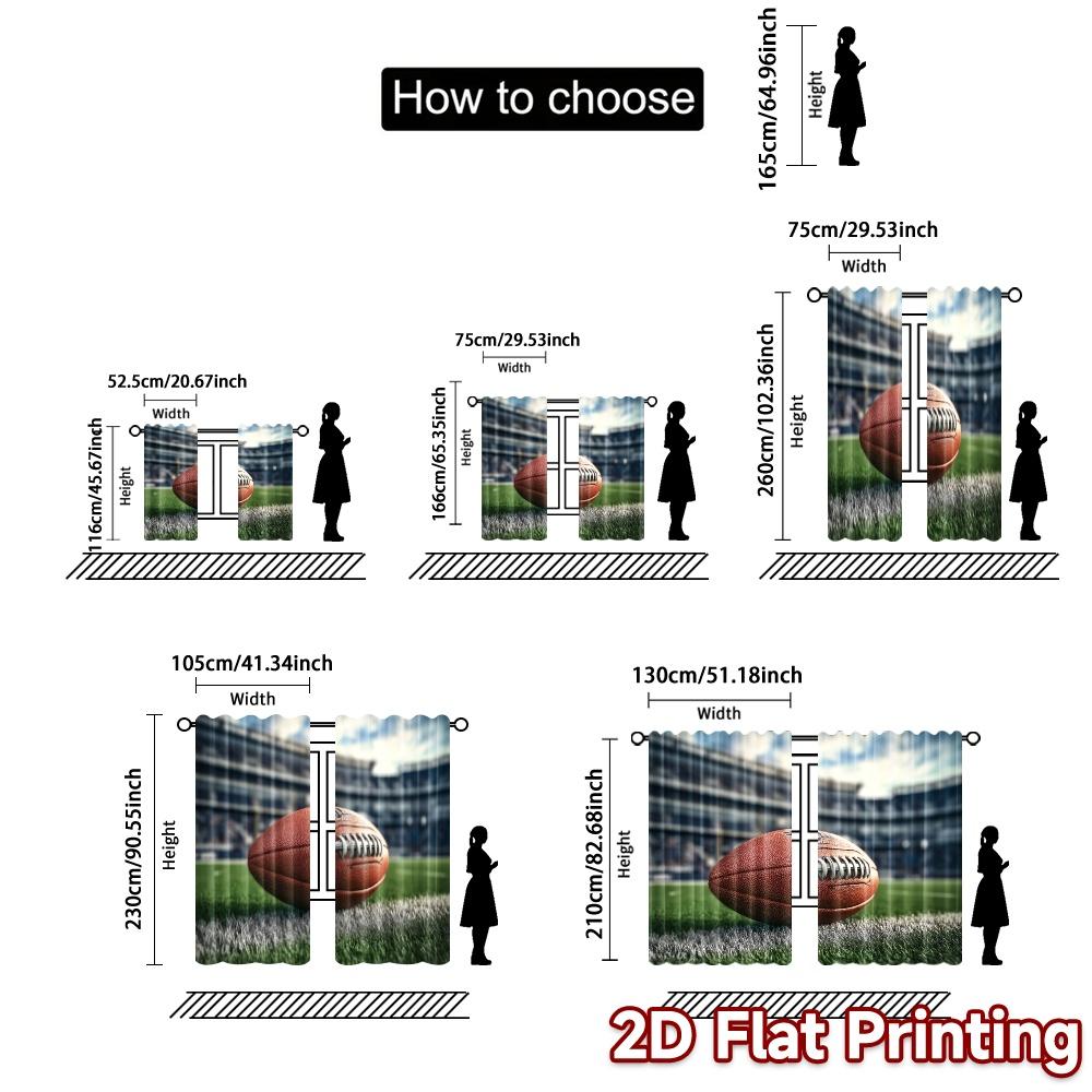 2 Stück 2D-Flachdruck-Vorhänge (Ohne Stange) GameReadyBall Zeitgenössische Beliebte Vorhänge Vielseitige Polyestervorhänge Vielseitig