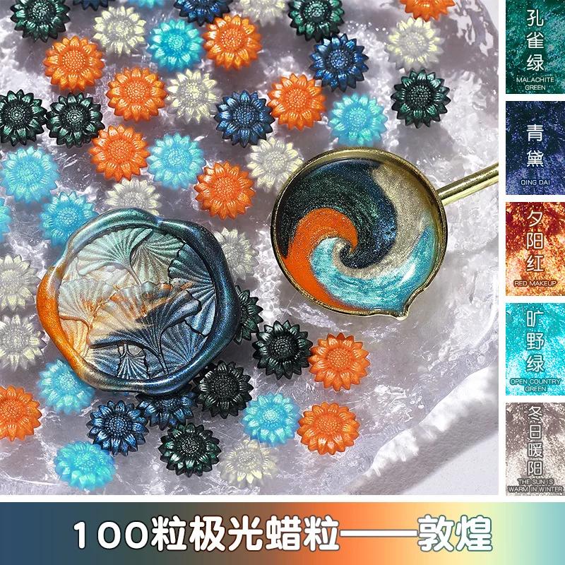 100 Pieces Aurora Mixed Color Sealing Wax Particles Sunflower Wax Material DIY Invitation Greeting Card Seal Wax for Seals