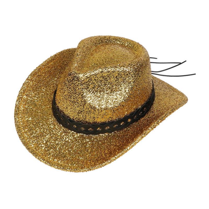 Glitzerndes Cowboyhut Unisex Westernstil Breiter Rand Fedora Hut für Party Festival Cosplay