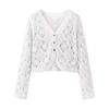 European and American style women's clothing, fashion temperament versatile simple niche knitted hollow cardigan top