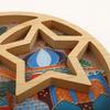 Ramadan Moon Star Serving Tray - Eid Cupcake Candy Plates Mubarak Religious Painting for Family Party Wooden Decorations