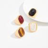 Vintage Exaggerated Metal Rings for Women Tie Dye Square Open Rings Trendy Unique Personalized Party Banquet Jewelry Accessories