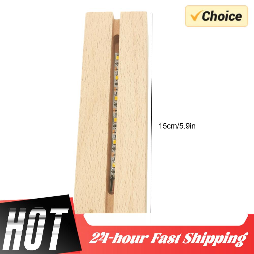 1-5 Stück LED Holzlicht Display Kristall Holzleuchtende Basis Ständer Acryl Lichtplatte Basis USB Holzbasis für Harzkunst Lichter