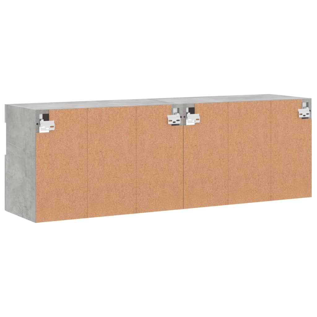 Wall Mounted TV Cabinets with LED Lights 2 Pcs Concrete Grey 60 X 30 X 40 Cm