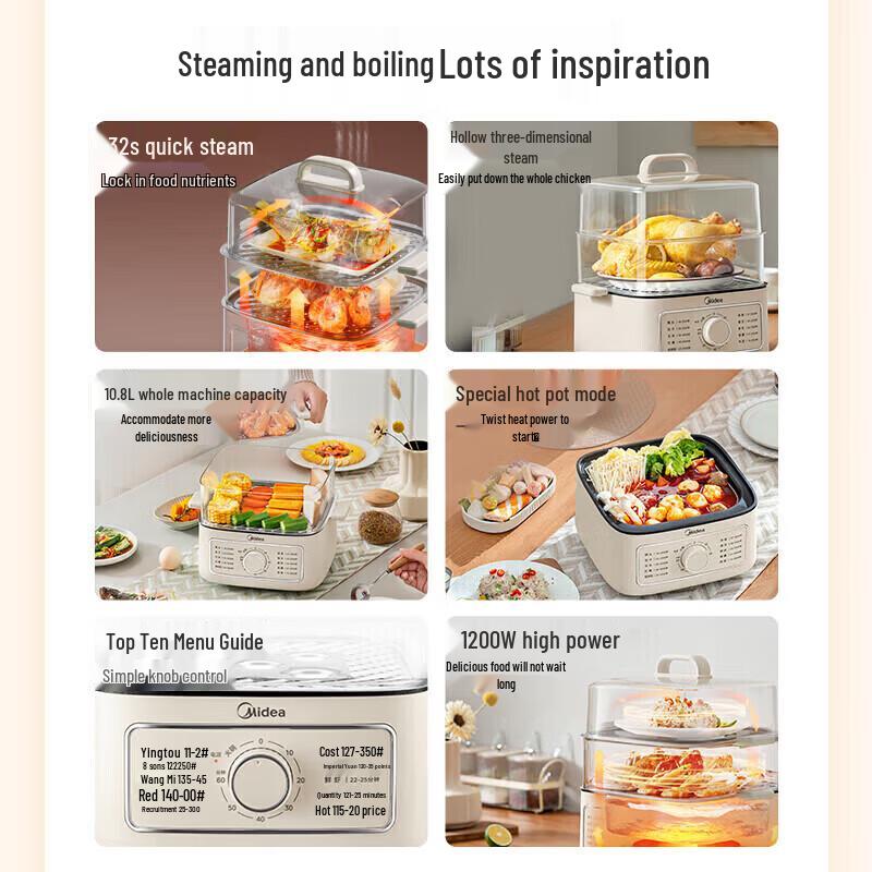Midea Multi-functional Electric Steamer & Hotpot