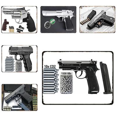 HD Print Pistol Metal Tin Painting Sign Vintage Style Iron Poster Ideal for Home Bar Club Adds Charm To Wall Decoration Plaqu