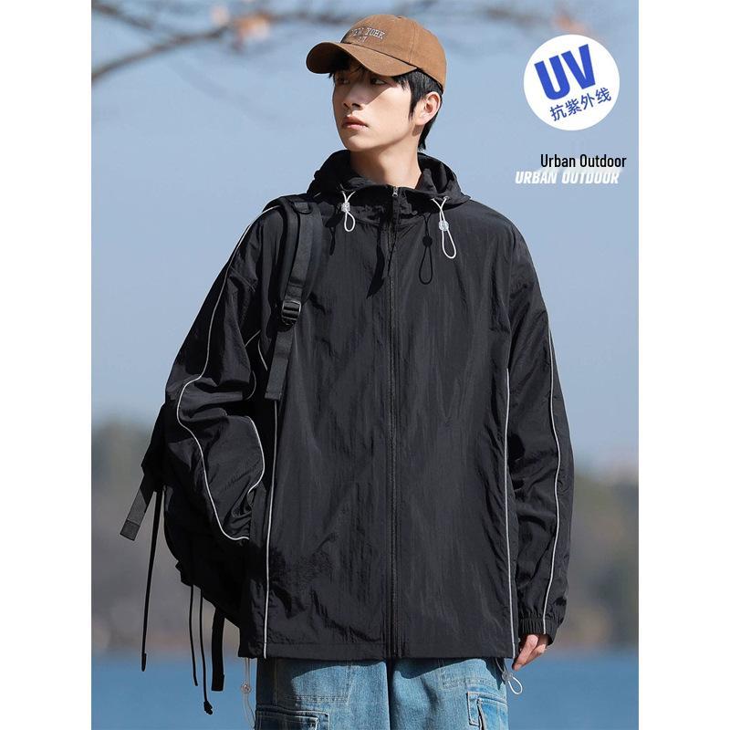 Męska kurtka letnia wiatrówka z jedwabiu lodowego z ochroną UV UPF50+