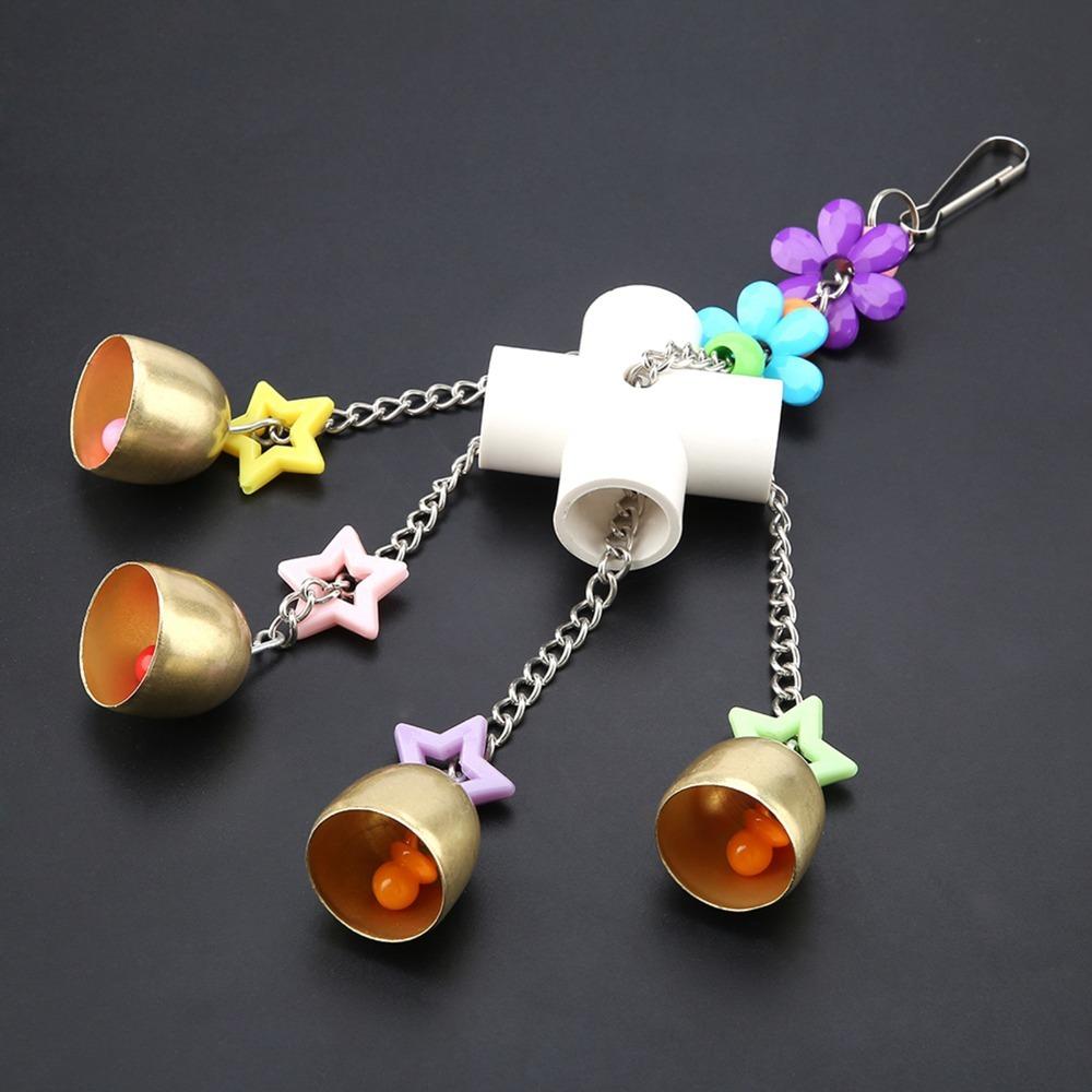 Durable Durable Metal Parrot Swing Toy Sweet Sound Bell Design Hanging Ring Toy Climbing Ring Bird Chewing Toy For Parakeet