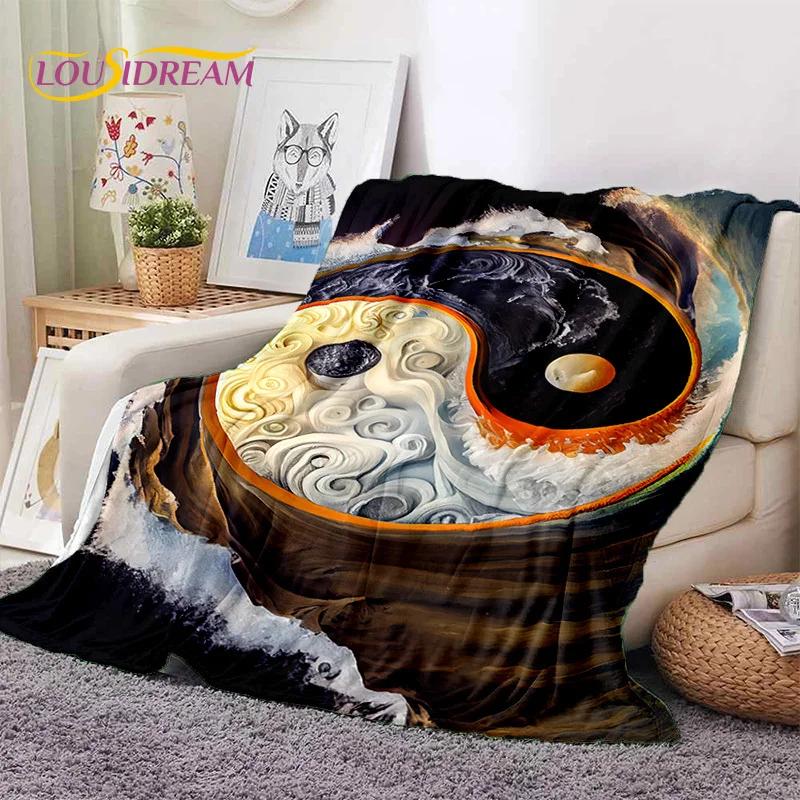Nature Yin Yang Chinese Tai Chi Bagua Soft Flannel Blankets,Throw Blanket Comfortable Blanket for Picnic Beds Home Bedroom Gift