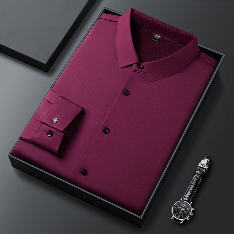 Men's Seamless Fleece-Lined Formal Long-Sleeve Shirt