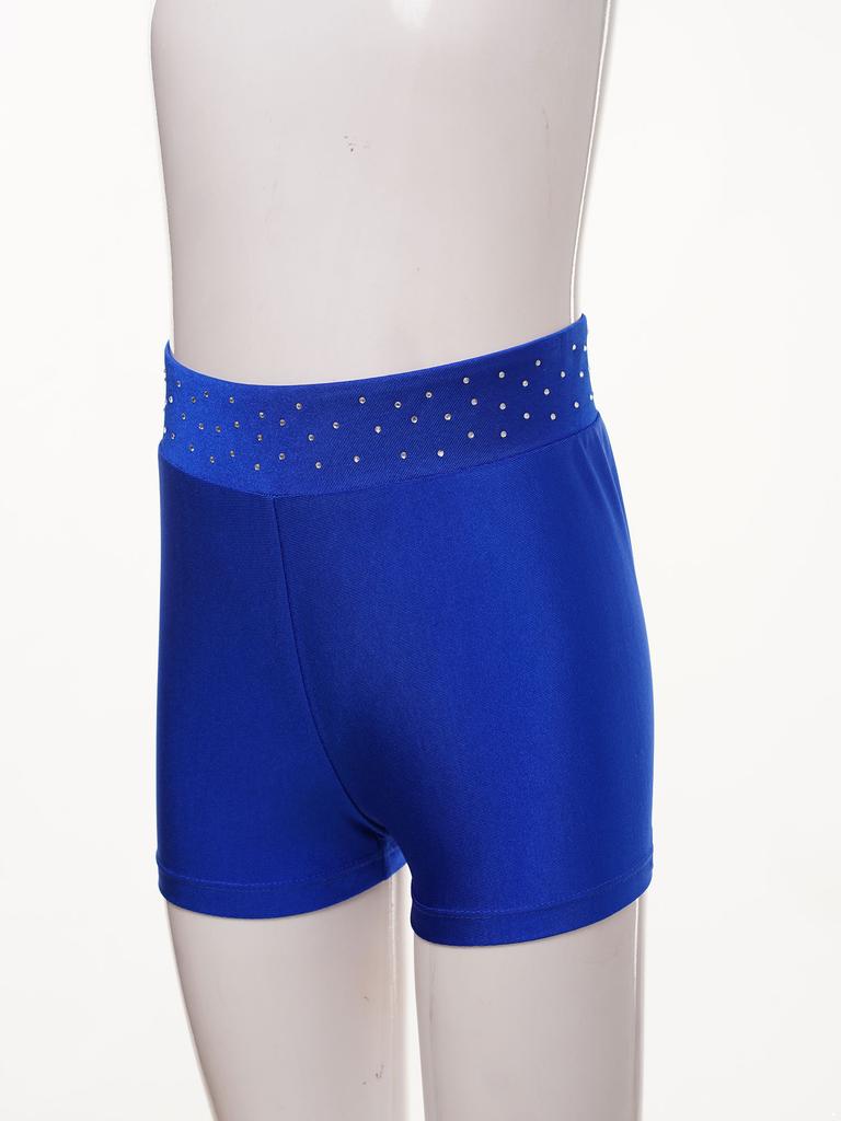 Dětské třpytivé elastické šortky s lesklými kamínky, sportovní oblečení na trénink a na pódium