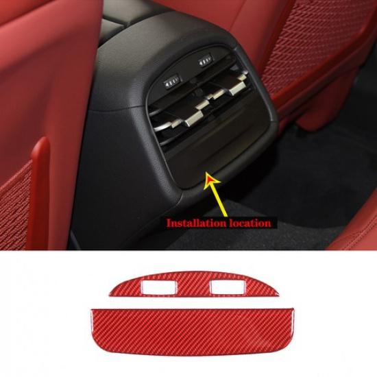 Red Carbon Rear Air Outlet Trim Frame Cover For Maserati Ghibil 2014-