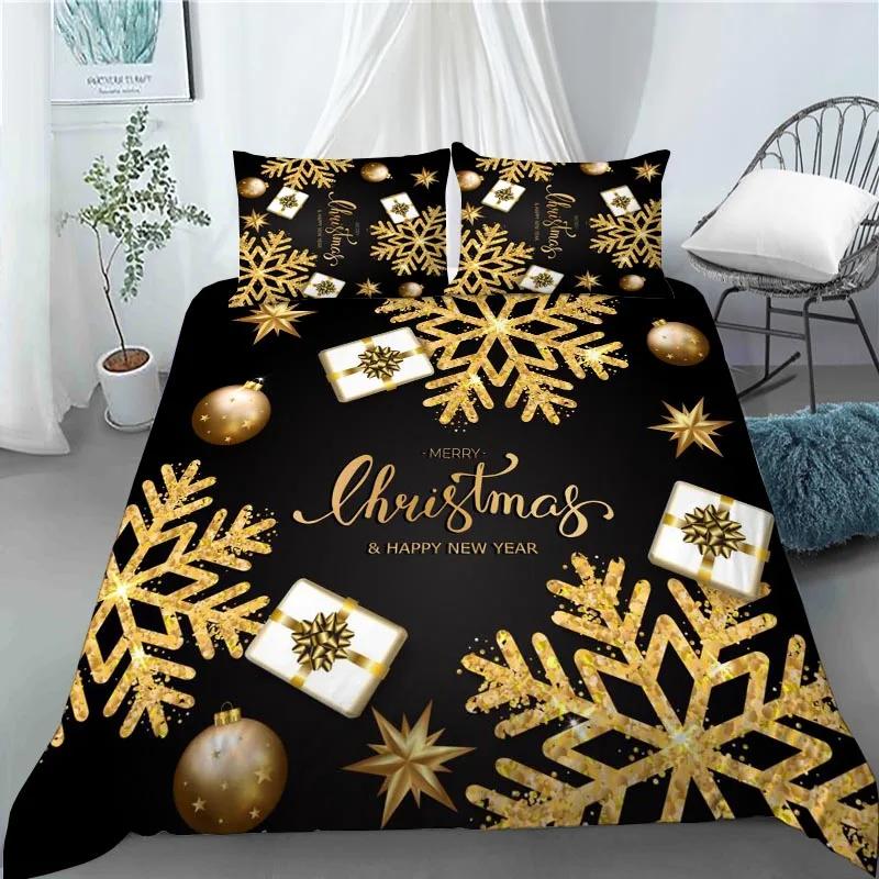 3D Christmas Decoration Duvet Cover Fashion Santa Claus Quilt Cover With Pillowcase Queen King Size For Kids Adult Bedroom Decor