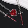 Modisches Und Schönes Simuliertes Schwert Herz Halsketten-Set Elegante Herren Und Damen Pulloverkette Schlüsselbein Kette Partnergeschenk