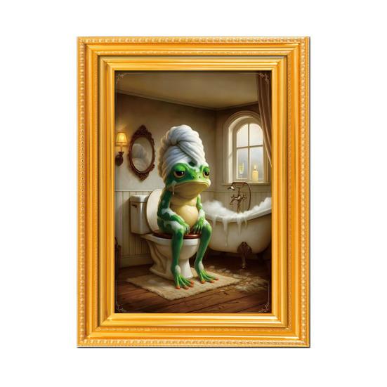 1/6Pcs Abstract Frog Refrigerator Magnet Vintage Cartoon Green Frog Fridge Magnet with Frame Home Kitchen Office Decoration