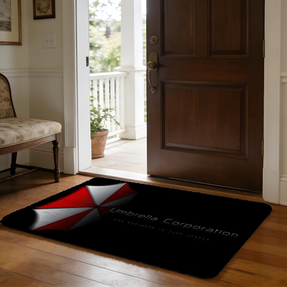 Horror Movie Umbrella Corporation Anime Floor Mat Soft Flannel Absorbent Mat Non-Slip Rug Home Bedroom Bathroom 40cm x 60cm