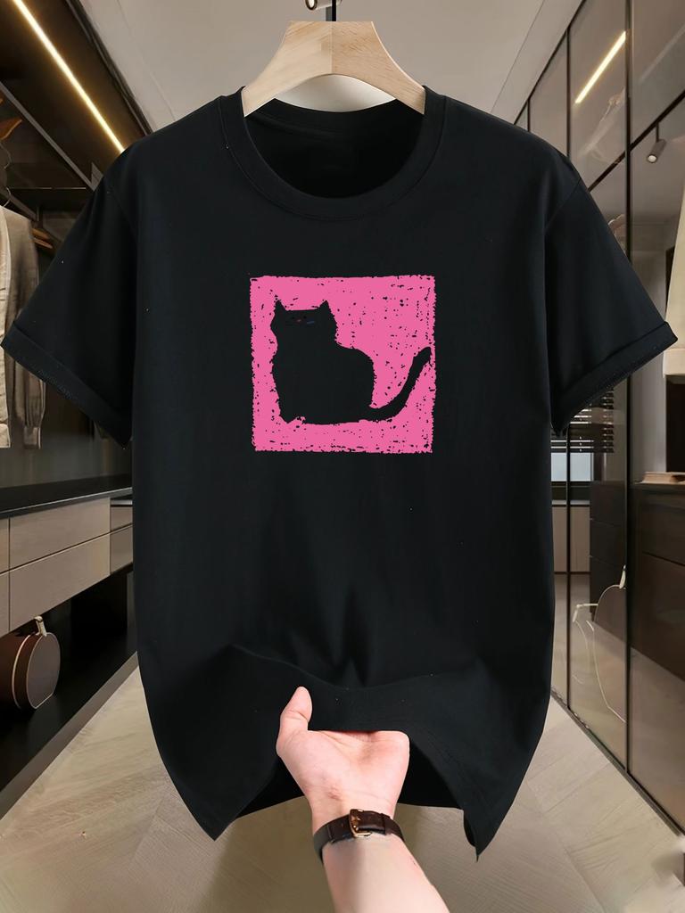 Cute Pink Graphic Print Summer Autumn Winter Luxury Brand Pure Cotton Men's and Women's T-shirt Short Sleeve Outdoor Sports