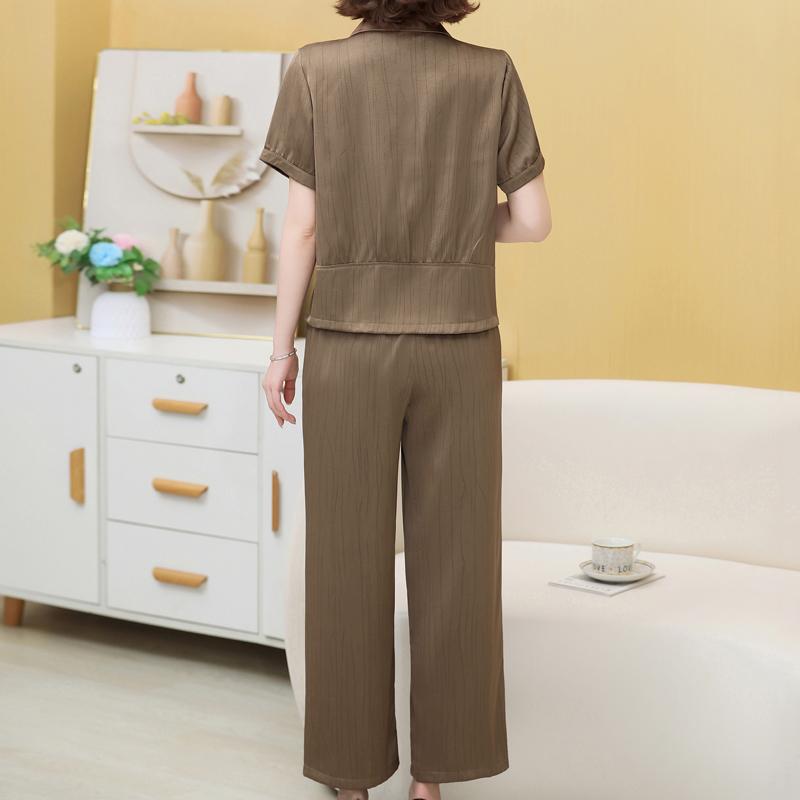 Women's Plus Size 2-Piece Set, Short Sleeve Button Top & Wide Leg Pants (XL-5XL)