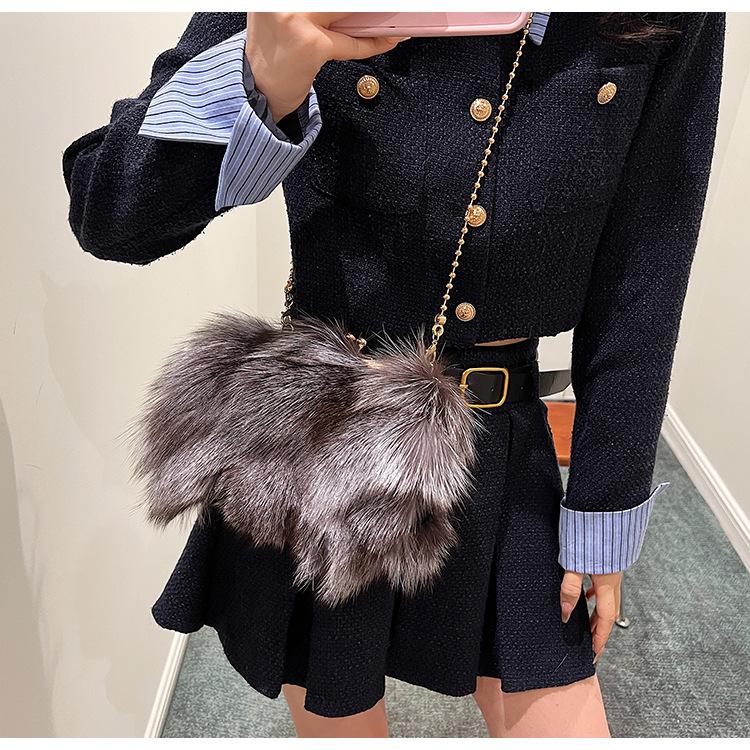 Podzimní a zimní nová vlasová taška dámská spona do vlasů z liščí srsti dámská taška s texturou ramenní crossbody oblačná taška trendy zahraniční obchod dámská taška