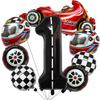 8 Pcs Racing Party Decoration 40inch Black Number Balloon Plaid Balloon Tire Balloon Striped Racing Tire Grid Digital