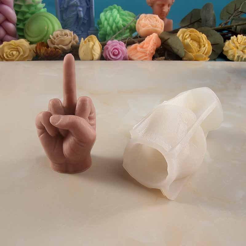 3D Middle Finger Silicone Candle Mold  Gesture Aromatherapy Plaster Art Soap Resin Crafts Casting Molds Holiday Party Gifts