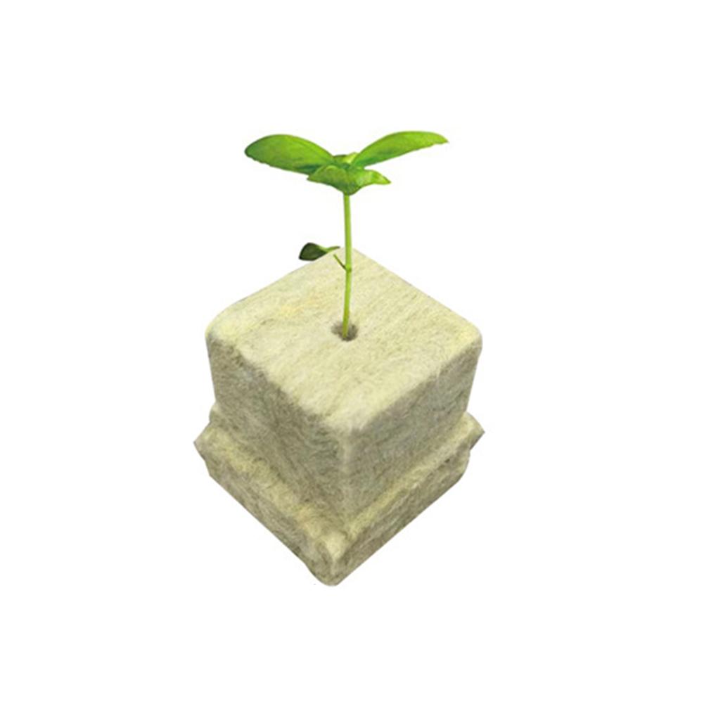 100pcs Stonewool Hydroponic Grow Media Starter Cubes Plant Cubes Soilless Substrate Seeded Rock Wool Plug Seedling Block