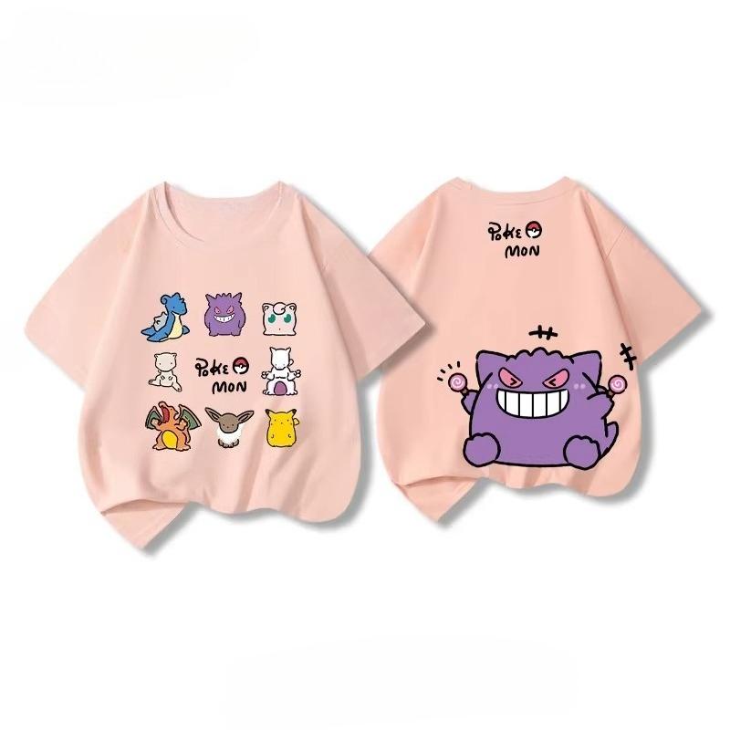 Potdemiel Summer New Pikachu Print Children's Cotton T-Shirt, Boys and Girls, Comfortable and Breathable Children's T-Shirt