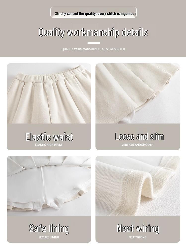 Women's 2025 A-line White Mini Pleated Skirt - Slimming Woolen JK Style for Autumn/Winter