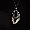 European-American Silver & Gold Double Ring Twist Pendant Necklace: Fashionable Long Sweater Style for Women