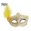 Photogenic Masquerade Mask Halloween Princess Half Face Mask, Venetian Party Elegant with Lace Feather Rhinestones, Adjustable Ribbon Women Accessory