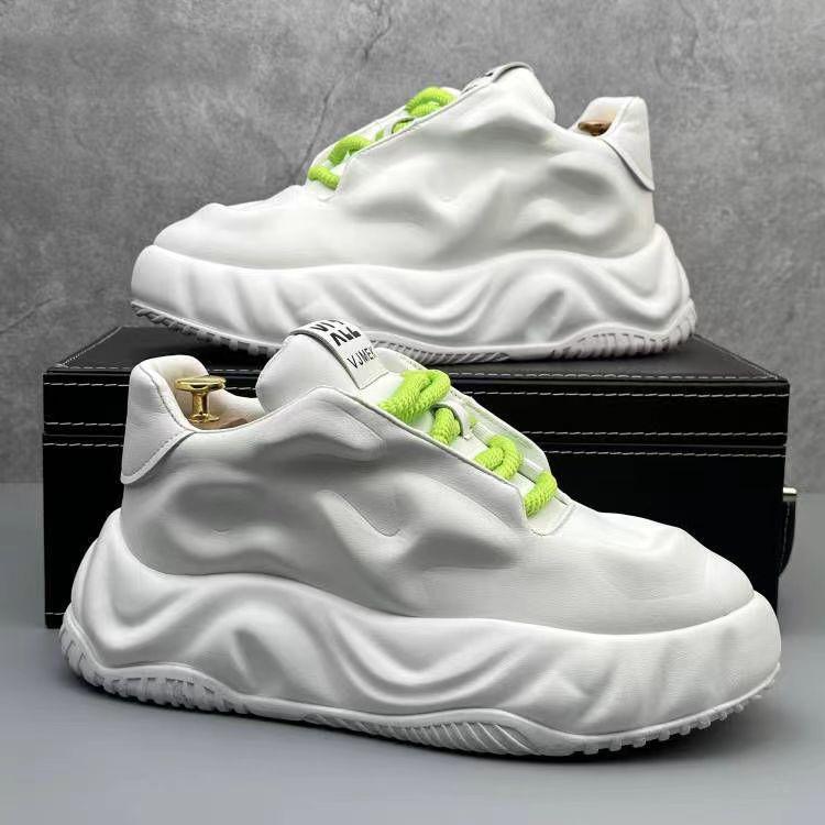 

Кроссовки мужские дизайнерские кроссовки с мягкой подошвой модные повседневные кроссовки из микрофибры и кожи с дышащей подошвой на увеличенной платформе 40 белый