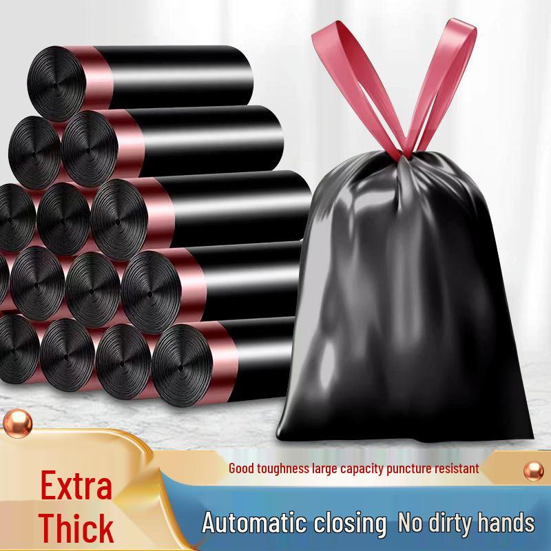 Thickened Black Vest-Style Garbage Bags: Medium & Large for Kitchen Cleaning, Economy Pack