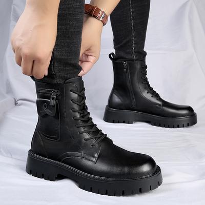 Mens Fashion Original Leather Boots Designer Shoes Cowboy Platform Boot Stage Nightclub Dress Cool High Motorcycle Botas