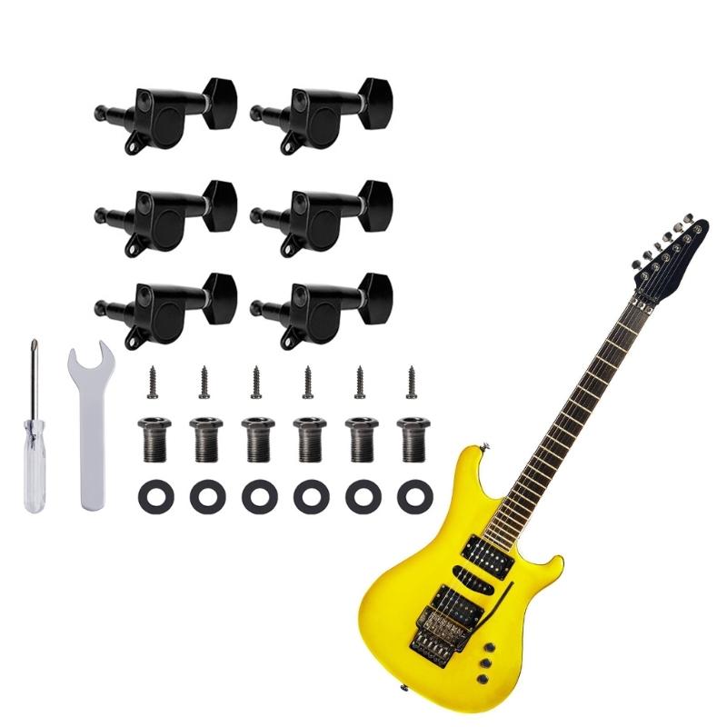 6Pcs 6 Inline Sealed Guitar Tunings Pegs Machine Head String Tuners Tunings Key Replacement Acoustics Guitar Tuner