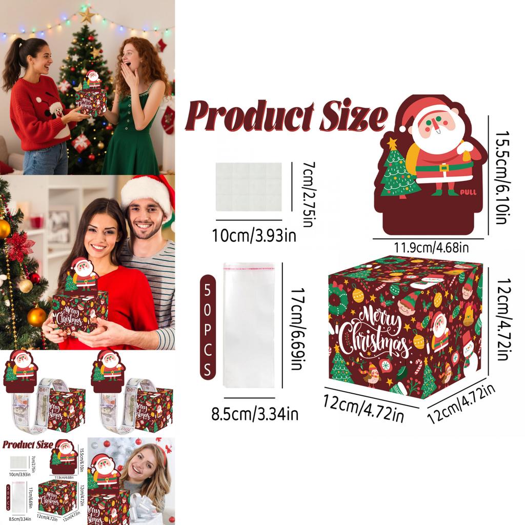 Christmas Tree Pattern Money Box Paper Gift Box For Holiday Party Decorations