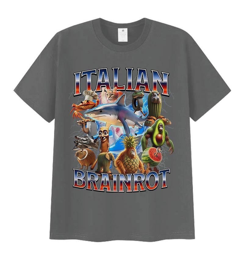 Zabawne włoskie memy o mózgu T-shirty Unisex Tralalero Tralala Tung Tung Tung Sahur Bombardiro Crocodilo Brr Brr Patapim T-shirty