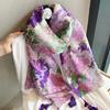 Spring and summer new outer shawl travel silk scarf high sense versatile sunscreen printed yarn scarf women