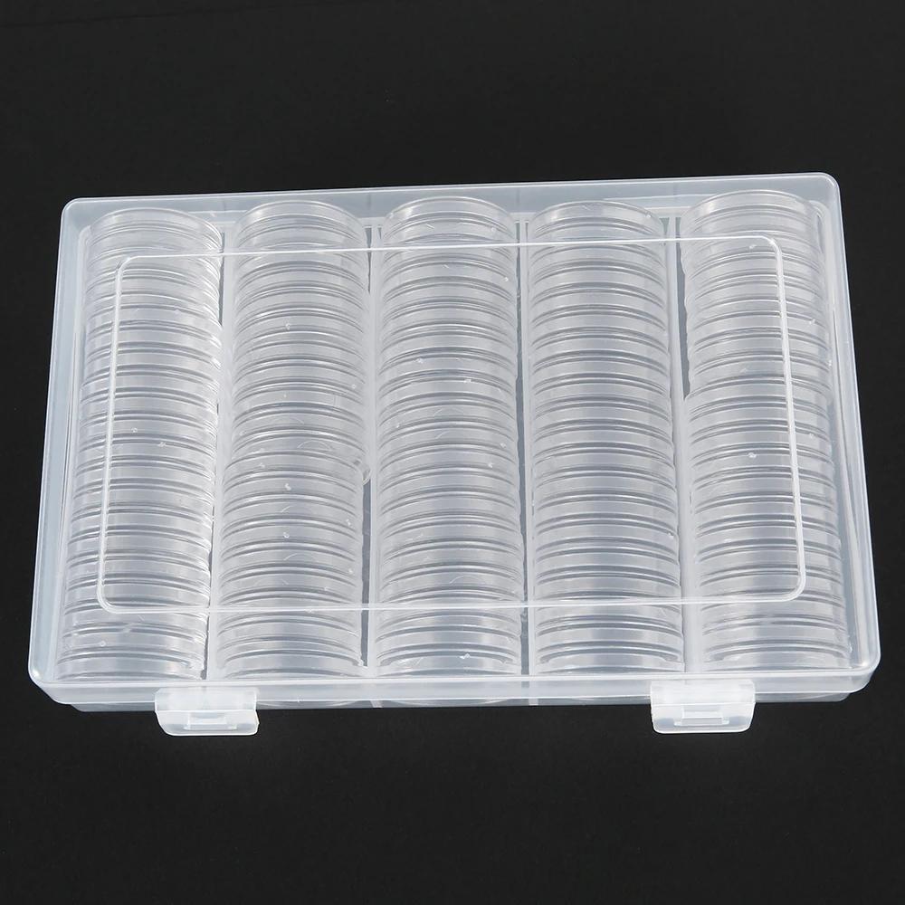 100Pcs 30mm Clear Coin Capsule Holder Case Transparent Commemorative Collectable Coin Storage Box Collection Supplies