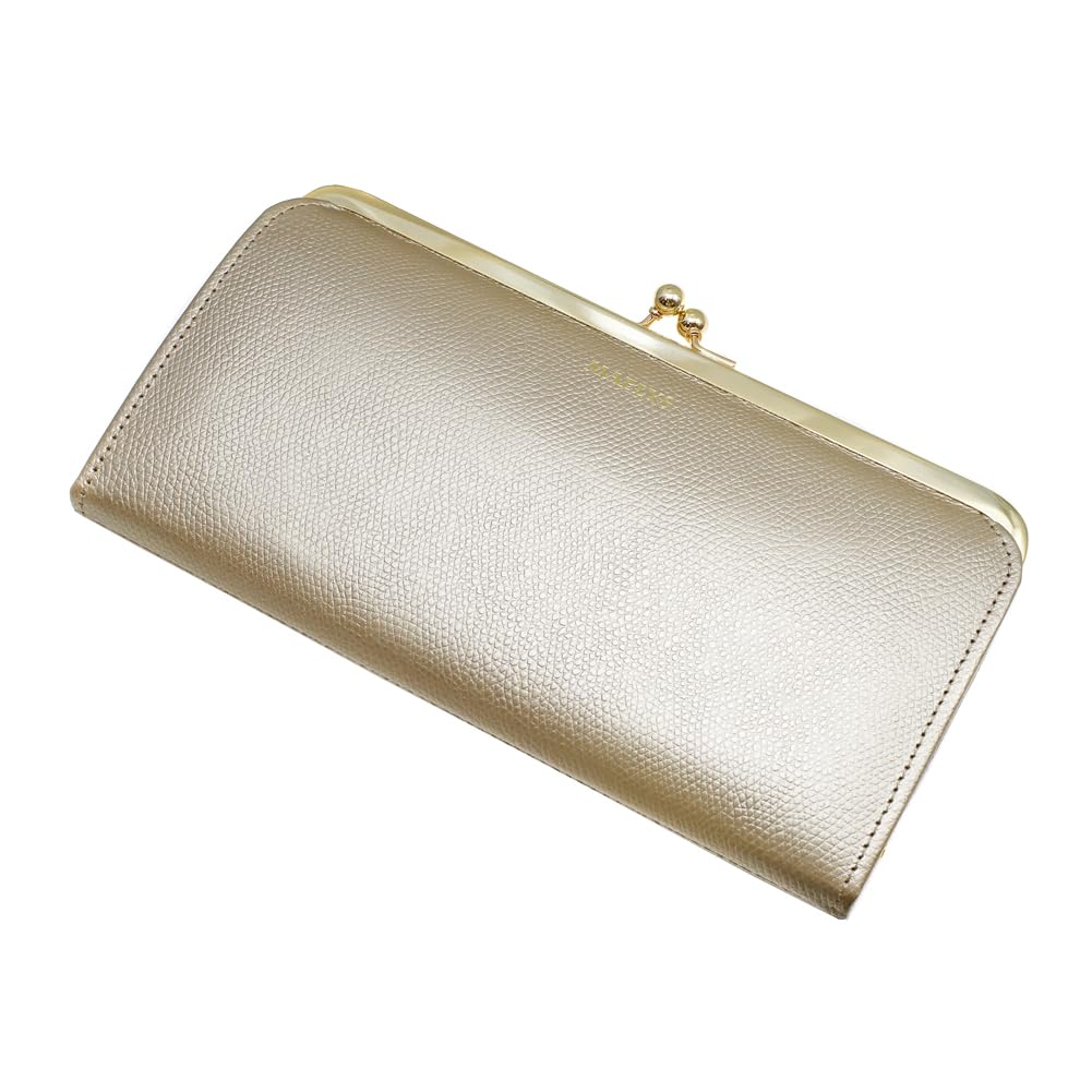 [Walk Shinsaibashi] Кошелек, Длинный кошелек, На молнии, Золотой, Шампанское золото, Кожа, Коровья кожа, Коровья кожа, Нейлон