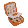 PU Leather Portable Double Layer Jewelry Storage Box with Mirror Earrings Ring Makeup Box